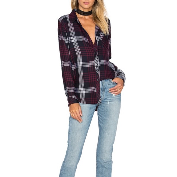 Rails Tops - Rails Hunter flannel navy&red Plaid button down